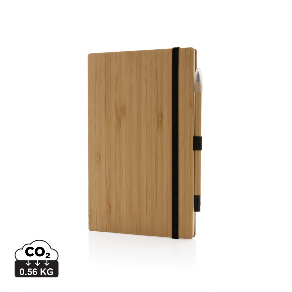 Logo trade promotional merchandise photo of: Bamboo notebook and infinity pencil set